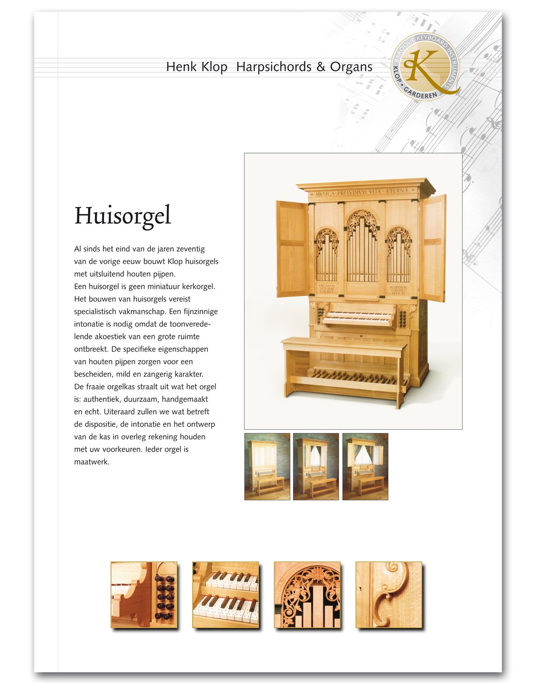 Folders en brochures voor Klop Harpsichords & Organs